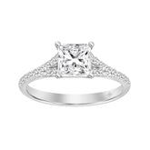 LADIES RING 1 1/4CT ROUND/PRINCESS DIAMOND 14K WHITE GOLD (CENTER STONE PRINCESS DIAMOND 1CT)